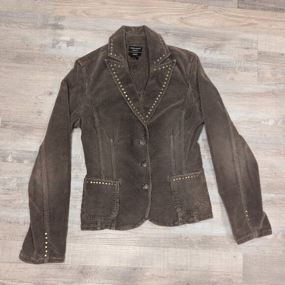 Vintage Guess Jeans * Womens Brown Studded Corduroy Jacket * Sz M - Picture 2 of 11
